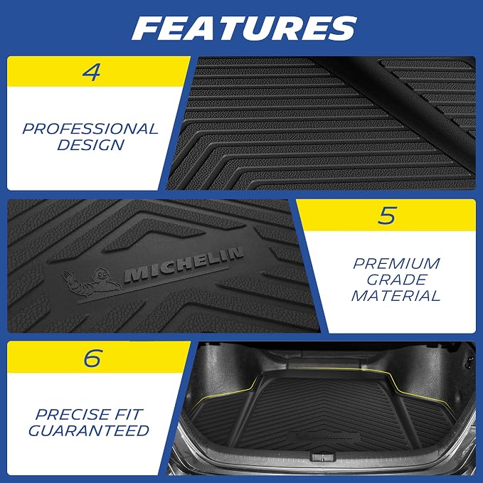 Michelin Vehicle Mat, All-Weather TPE Custom Fit Liner for Tesla Model Y 5 Seat Standard Trunk Mats 2025-2027 (3 Piece), Not Fit Premium or Performance, Premier