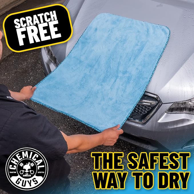 Chemical Guys Woolly Mammoth Large Microfiber Drying Towel - 36 x 25 Inch Blue, Ultra Plush Super Absorbent Car Drying Towel for Cars, Trucks, SUVs, Motorcycles, RVs, and Auto Detailing