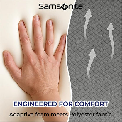 Samsonite Ergonomic Lumbar Pillow for Office Chair and Car Seat - Memory Foam Back Support Lumbar Pillow, Premium Cushion Chair Support for Lower Back Pain Relief and Versatile Use (Grey)
