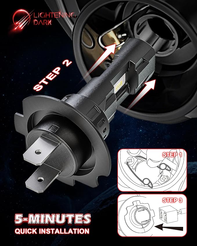 H7 Bulbs, No Adapter Required 400% Brightness 6500K Xenon White Fanless Non-Polarity Plug and Play Fog Bulb (Pack of 2)