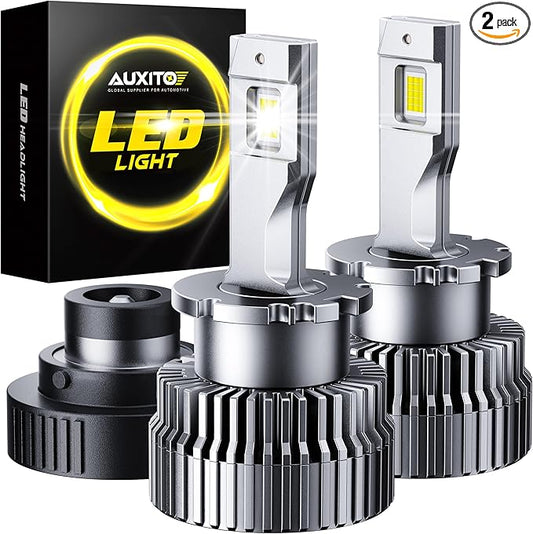 AUXITO D2S Light Bulbs, 30000LM 6000K White D2S/D2R Light Bulbs, Plug-N-Play, CANbus Ready No Flicker, Pack of 2