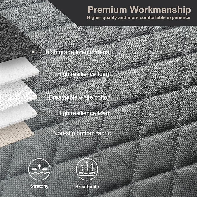 West Llama Linen Car Seat Covers,Bottom Seat Covers for Cars Include 1 Pair Front Driver Seat Pad Mat and 1 Rear Bench Cover Universal Fits 90% Vehicles,SUVs,Cars,Sedans(3Piece-Gray)