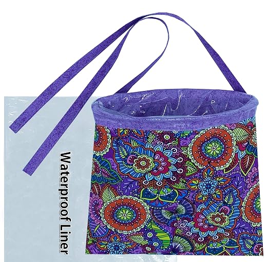 Car Trash Bag Hanging Front Seat Back Seat Headrest Console - Car Trash Bin with Reusable Waterproof Liner and Disposable Bags - Car Waste Basket (Small Purple)