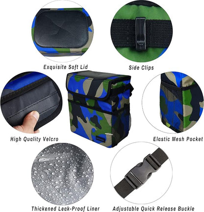 SIBOFUEGO Cute Car Trash Can with Lid – Multipurpose Collapsible Trash Bin for Car, Leak-Proof Organizer, Waterproof Garbage Can with Storage Pockets & Adjustable Straps, 2 Gallons (Camo Blue)