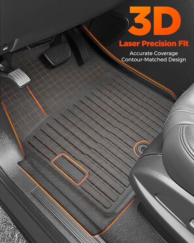 Car Floor Mats for Traverse Enclave: 2009-2017(Only with 2nd Row Bucket Seats) Cargo Trunk Liner, All Weather Rubber Accessories Tapetes Para Custom Fit for Chevy Traverse for Buick Enclave SUV Carpet