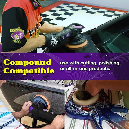 Wizards Aggressor Buffing Pad - Aggressive Cutting Action - Cuts with No Burns - Works with All Kinds of Compounds - Easy to Attach and Velcro Backed Buffing Pad - 8" x 1.75"