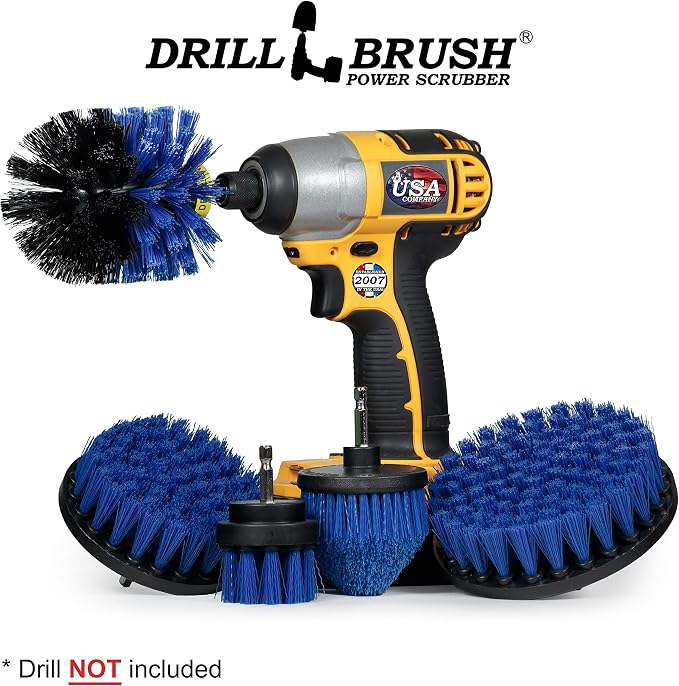Aquatic All-Purpose Cleaning Brush Set - Medium Stiffness Blue Brushes - Long Reach Extension Attachment Kit - Aquarium Cleaning Products - Fish Tank Cleaner Brushes - Boat Scrub Brush - Hull Scrubber