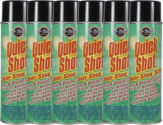 HI-TECH Quick Shot Detail Spray – Vinyl, Rubber & Plastic Coating – Silicone-Free, Body Shop Safe – Restores Dull Surfaces to Smooth Semi-Gloss Finish – Interior & Exterior Use – 6 Pack
