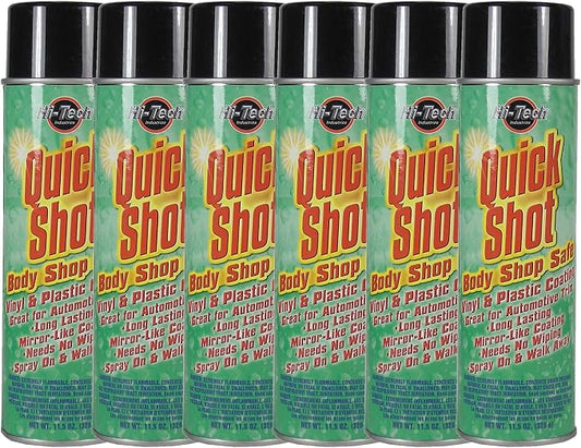 HI-TECH Quick Shot Detail Spray – Vinyl, Rubber & Plastic Coating – Silicone-Free, Body Shop Safe – Restores Dull Surfaces to Smooth Semi-Gloss Finish – Interior & Exterior Use – 6 Pack