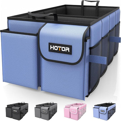 HOTOR Trunk Organizer for Car - Car Organizer, Foldable Trunk organizer for SUVs & Sedans, Sturdy Organization for Car Accessories, Tools, Sundries, Blue, 2 Compartments, 23.6"×14.2"×10.6"