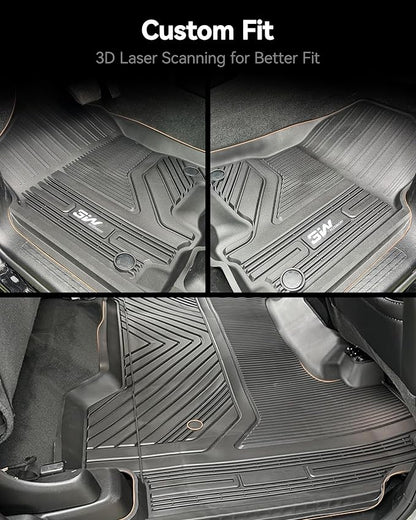 3W Floor Mats Fit for 2019-2024 Dodge Ram 1500 Crew Cab New Body (NOT Classic Models) Without Storage, TPE All Weather Custom Fit Floor Liner for Ram 1500, 1st and 2nd Row Full Set Car Mats