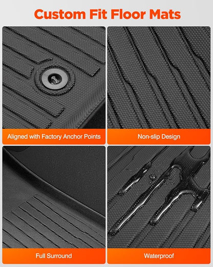 Car Floor Mats for Traverse Enclave: 2009-2017(Only with 2nd Row Bucket Seats) Cargo Trunk Liner, All Weather Rubber Accessories Tapetes Para Custom Fit for Chevy Traverse for Buick Enclave SUV Carpet