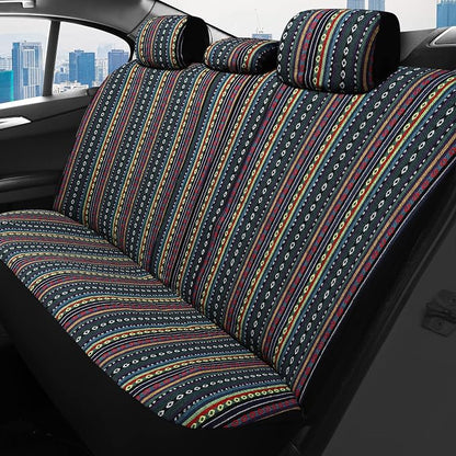 HAIYAOTIMES Baja Saddle Blanket Car Seat Covers Full Set with Seat Belt Pads, Washable Breathable Seat Covers for Cars, Universal Fit Interior Covers for Most Cars, Airbag Compatible, Red/Blue