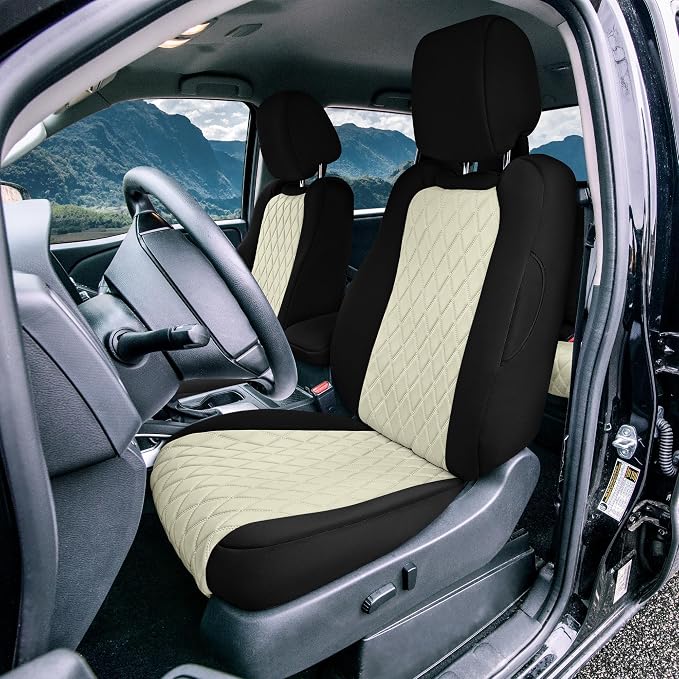 FH Group Custom Fit Car Seat Covers Specifically Made for 2022-2026 Nissan Frontier, Front Set BeigeUltraflex Neoprene Waterproof Automotive Seat Covers for Pickup Truck, Nissan Accessories