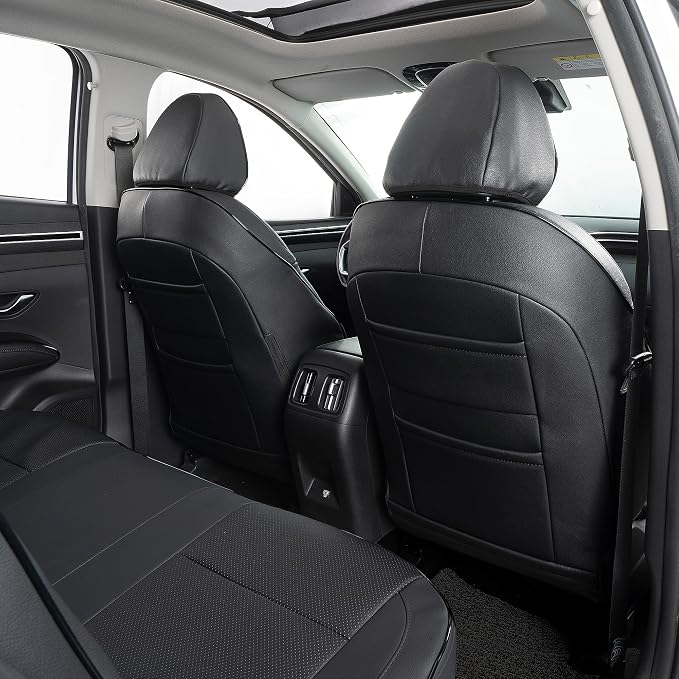TTX LIGHTING Custom Fit Seat Covers for Hyundai Tucson 2022 2023 2024 2025 2026 XRT,SE,SEL,N Line,Limited - Faux Leather Full Set Compatible Airbag Car Seat Protector Black（Not for Hybrid