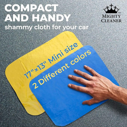 Premium 2pk Mini +1 Free Shammy Cloth for Car Drying - 17”x13” - Super Absorbent Chamois Towel for Car - Scratch-Free, Reusable & Soft Cleaning Towel