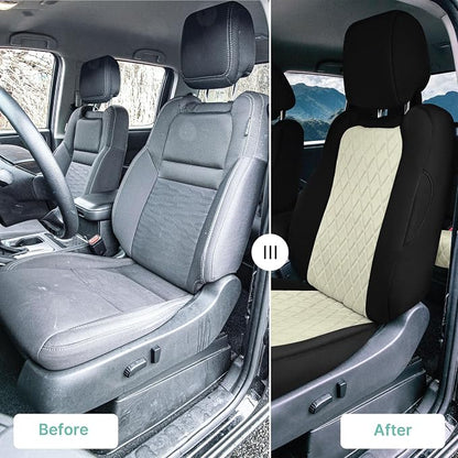 FH Group Custom Fit Car Seat Covers Specifically Made for 2022-2026 Nissan Frontier, Front Set BeigeUltraflex Neoprene Waterproof Automotive Seat Covers for Pickup Truck, Nissan Accessories