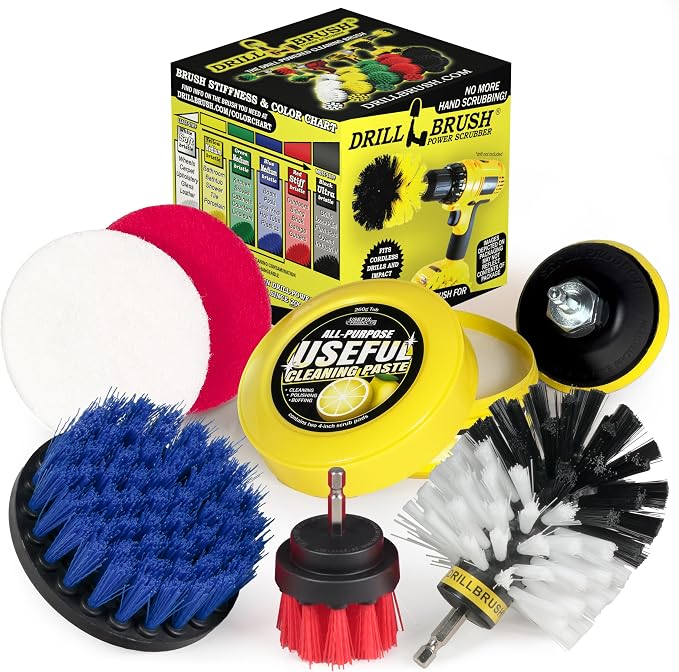 Nylon Drill Brush Attachments for Cleaning Car Accessories, Carpet, Truck Interior, Fabric, Wheel, Rim, Glass, Bath, Tub, Shower, Tile, Grout, Boat Hull, Seats - Drill Brush for Car Detailing Supplies
