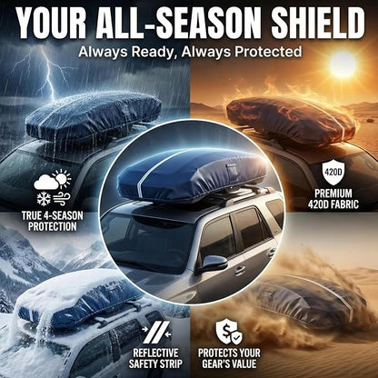 Roof Box Cover, Heavy-Duty 600D Oxford Fabric that is Waterproof, dustproof, UV-Resistant, and Scratch-Resistant, Roof Box Covers Universal Fit for Thule, Perflex, Yakima Brands. (69x35x17 inches)