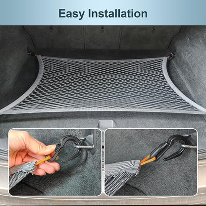 Cargo Net for SUV Trunk, Heavy Duty 3000D Polyester + 2240D Spandex Bungee Net, 31.5"x23.6" Elastic Storage Mesh, Cargo Organizer Net for Car Minivan Jeep Pickup SUV, Gray