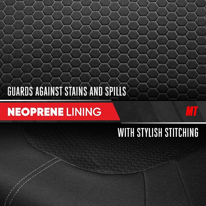 Motor Trend Honeycomb Polyester Seat Covers – Semi Universal Fit Front Seat Protector for Most Cars, Trucks, SUVs – Breathable Hex Design, Easy to Install, Black & Gray Car Seat Cover