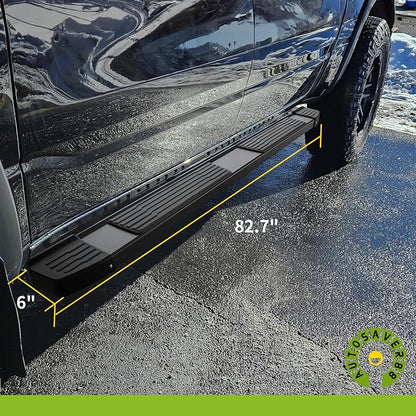 AUTOSAVER88 6 Inches Running Boards Compatible with 2019-2026 Chevy Silverado/GMC Sierra 1500 Crew Cab, 2020-2026 2500HD 3500HD, Black Stainless Steel Side Steps Nerf Bars