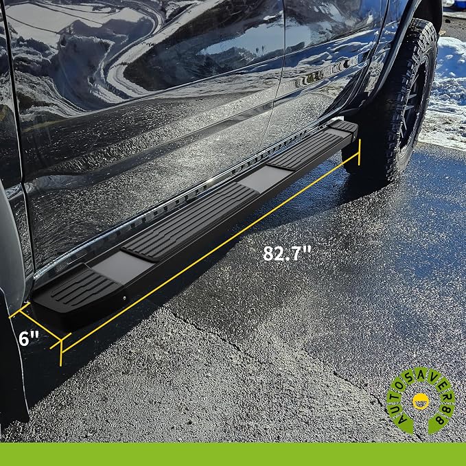 AUTOSAVER88 6 Inches Running Boards Compatible with Chevy Silverado/GMC Sierra 2019-2026 1500, 2020-2026 2500HD 3500HD Crew Cab, Black Side Steps Stainless Steel Nerf Bars