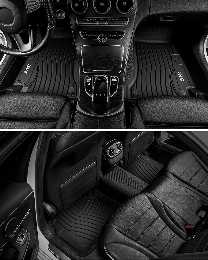 3W Floor Mats for Mercedes Benz C-Class 2015-2021(for Sedan Only,not fit Coupe and Cabriolet) TPE All Weather Custom Fit Floor Liner for Benz C-Class C300/C400/C350e/C43 AMG/C63 AMG/C63 AMG S