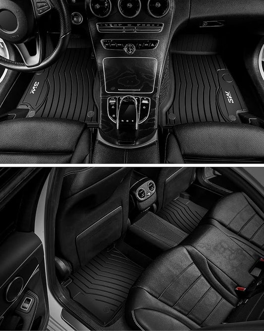 3W Floor Mats & Cargo Liner for Mercedes Benz C-Class 2022-2025 2026 C300/C43 AMG/C63 AMG S E (Fit Sedan Only), TPE All Weather 1st & 2nd Row Set Floor Liner for Benz C-Class Car Mats