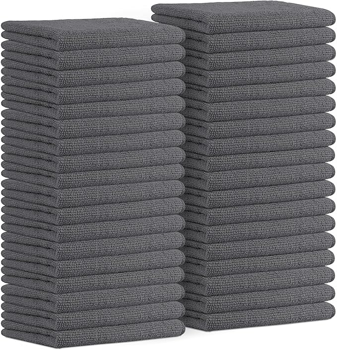 Avalon Towels Microfiber Cleaning Cloths (Value Pack of 36) - Size 16 x 16 Inches, Highly Absorbent Cleaning Rags, Lint Free, Reusable and Washable, Microfiber Towels for Cars