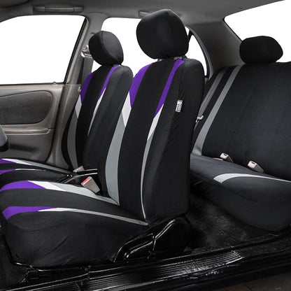 FH Group Premium Modernistic Flat Cloth Car Seat Covers – Universal Fit, Washable Seat Covers for SUV Sedan Van, Purple, Full Set