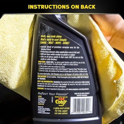 Meguiar's G7716 Gold Class Carnauba Quik Wax, Special Blend for Richness and Shine, Clear Coat Safe Meguiar's Quik Wax, Spray that Leaves Lasting Results without Residue, 16 Oz Containe (Pack of 6)