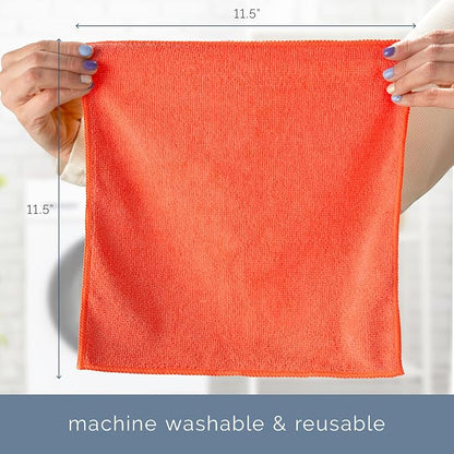 S&T INC. 200 Pack Microfiber Cleaning Cloth, Bulk Towels for Home, Reusable Microfiber Towels for Cars, Cleaning Rags, Assorted, 11.5 Inches x 11.5 Inches, 200 Count