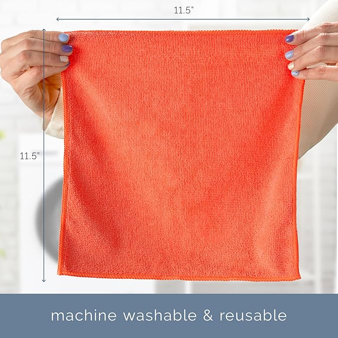 S&T INC. Microfiber Cleaning Cloth, Bulk Microfiber Towel for Home, Reusable and Lint Free Cloth Towels for Car, Assorted Colors, 11.5 Inch x 11.5 Inch, 12 Pack