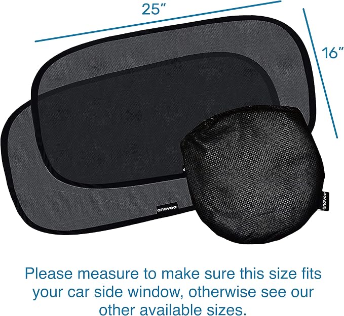 Enovoe Car Window Shade for Baby - (2 Pack) UV Protection Breathable Mesh Baby Window Covers - Sun Shade Blocker, Cling Windows Cover - Glare Shield and UV Rays Protection for Your Child - XL 25"x16"