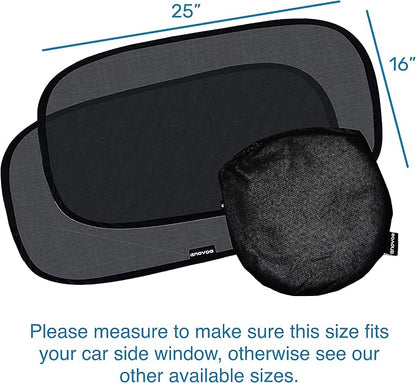 Enovoe Car Window Shade for Baby - (2 Pack) UV Protection Breathable Mesh Baby Window Covers - Sun Shade Blocker, Cling Windows Cover - Glare Shield and UV Rays Protection for Your Child - XL 25"x16"