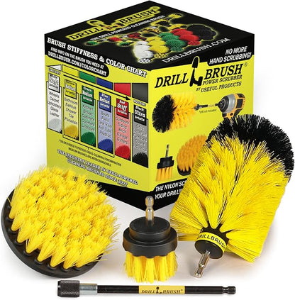 Drill Brush Power Scrubber by Useful Products - Bathroom Cleaning Brush Set - Scrub Brush for Drill - Cleaning Tools for Drill - Shower Scrubber - Tile and Tub Scrubber - Drill Brush Attachment Set