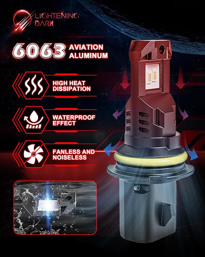 9007 Fog Fanless Bulbs, +400% Bright 6500K Xenon White 24000LM Wireless Plug and Play 9007 Lights Compatible with Ram 1500/2500/3500 F150 F250 F350 Ranger SX4 Impreza, Pack of 2