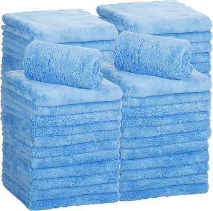 Shimeyao 30 Pcs 16 × 16 Inch Microfiber Towels for Cars, 500 GSM Edgeless Plush Car Detailing Towel, Lint Free Scratch Free Cleaning Cloths for Drying, Washing, Polishing, Waxing, Home (Light Blue)