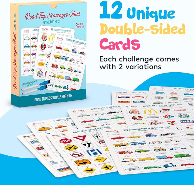 WELL BALANCED Car Bingo - Road Trip Essentials: Car Activities and Games for Kids Ages 4-8