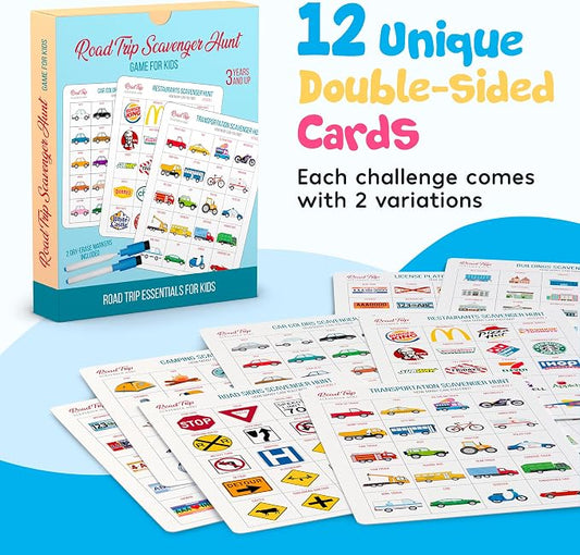 WELL BALANCED Car Bingo - Road Trip Essentials: Car Activities and Games for Kids Ages 4-8
