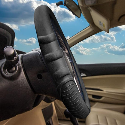 FH Group Universal Fit Silicone with Grip and Pattern Massaging Grip Steering Wheel Cover fits most Cars, SUVs, Trucks, and Vans Black
