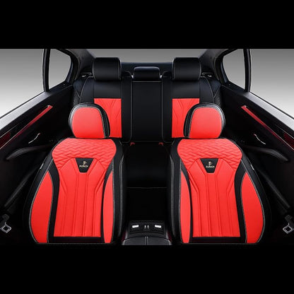 FLORICH Leather Seat Covers, Seat Covers Full Set, Car Seat Protectors 5 Seats,Automotive Seat Covers Fit for Most Cars Trucks-Black&Red