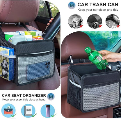 Car Back Seat Organizer and Storage Bag, Premium 1680D Oxford Cloth Collapsible Universal Hanging Car Seat Back Organizer for Kids & Adults
