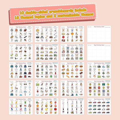 Road Trip Adventure Travel Scavenger Hunt Game | Road Hunting Card Game, Occupations Theme, Drinks Theme, Fruits Theme