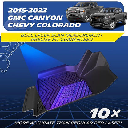 Michelin Vehicle Mat, All-Weather TPE Custom Fit Liner for Chevy Colorado/GMC Canyon Floor Mats 2015-2022(Crew Cab fit Carpet Floor), Premier