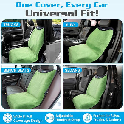 HAPPEGEAR Happeseat Waterproof Car Seat Cover & Protector – Universal Fit Car Seat Towel Cover – Non-Slip Backing, Easy Install & Storage, Machine Washable, Fits Front & Back, Green