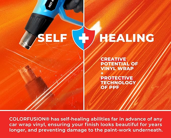ColorFusion PPF by VViViD, Gloss Flame Orange Dry Apply PPF Vinyl Car Wrap Roll 60ft x 5ft