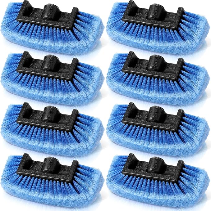 Vesici 8 Pcs Car Wash Brush Head with Soft Detailing Bristle Flow Thru Car Cleaning Brush Exterior Cars Wash Equipment for Auto Truck RV Boat Camper Washing, 10 Inch (Blue)