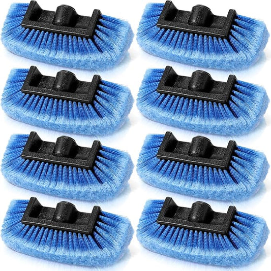 Vesici 8 Pcs Car Wash Brush Head with Soft Detailing Bristle Flow Thru Car Cleaning Brush Exterior Cars Wash Equipment for Auto Truck RV Boat Camper Washing, 10 Inch (Blue)